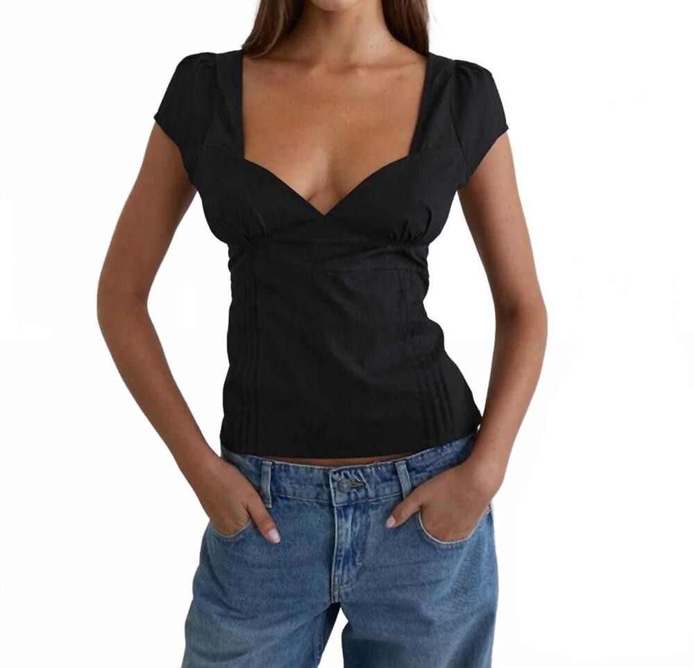 NEW MOTEL ROCKS uliva cap sleeve corset top in black